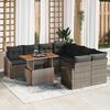 vidaXL Garten-Sofa-Set mit Speicher 9 pcs Grau Poly Rattan