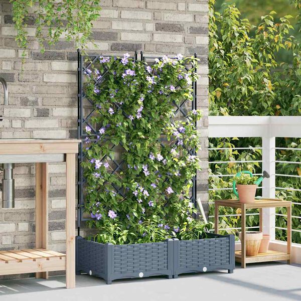vidaXL Garten-Pflanzgef&auml;&szlig; 2 pcs Hellgrau 80 x 40 x 125,5 cm Stahl