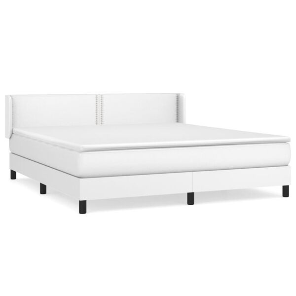 vidaXL Boxspringbett mit Matratze Wei&szlig; 160x200 cm Kunstleder