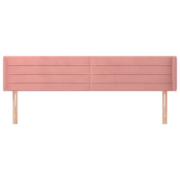 vidaXL Kopfteil mit Ohren Rosa 203x16x78/88 cm Samt