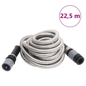 vidaXL Gartenschlauch mit Spr&uuml;hd&uuml;se Silbern 0,6" 22,5 m Edelstahl