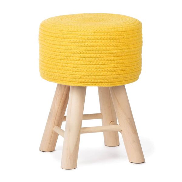 KidsDepot Hocker Iggy 29 cm Baumwolle und Holz Gelb
