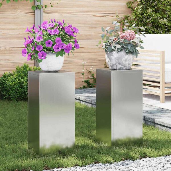 vidaXL Pflanzenständer 2 pcs Silber 24 x 24 x 55 cm Verzinkter Stahl