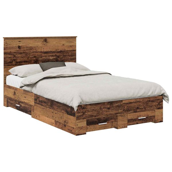 vidaXL Bettrahmen mit Kopfteil Altholz 120 x 200 cm Holzwerkstoff