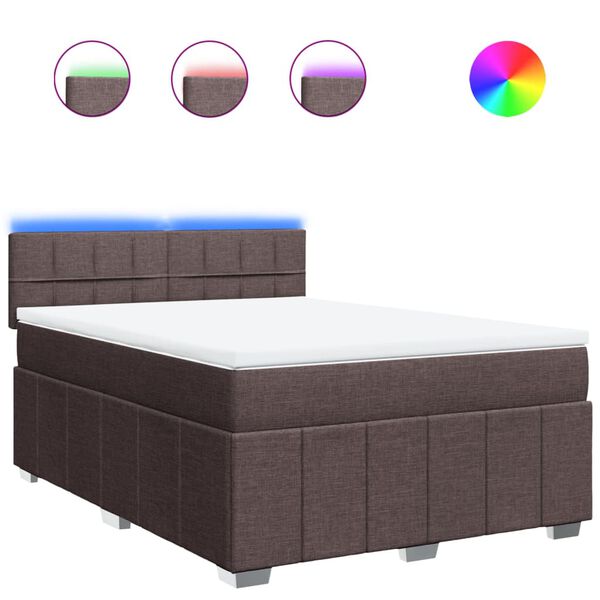 vidaXL Boxspringbett mit Matratze Dunkelbraun 140x190 cm Stoff