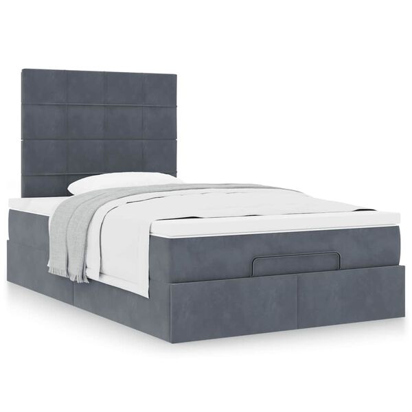 vidaXL Ottoman-Bett mit Matratzen Dunkelgrau 120x200 cm Samt