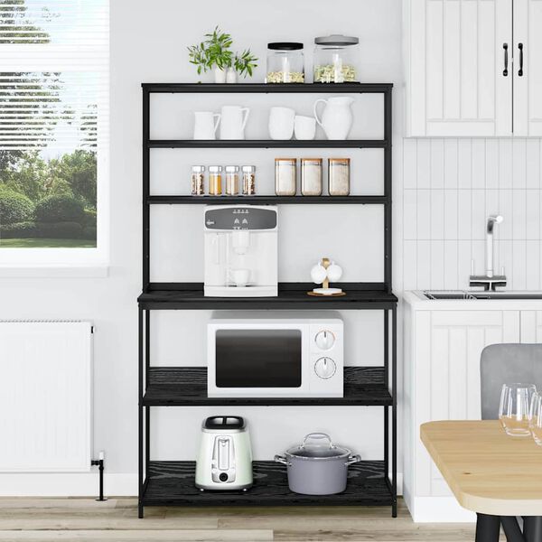 vidaXL K&uuml;chenregal Schwarz Eichen-Optik 100 x 40 x 168 cm
