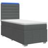 vidaXL LED Boxspringbett mit Matratze Dunkelgrau 90 x 190 cm Stoff