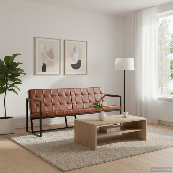 vidaXL 3-Sitzer-Sofa Braun Echtes Ziegenleder