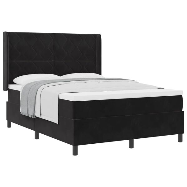 vidaXL Boxspringbett mit Kopfteil Schwarz 160 x 200 cm Samt