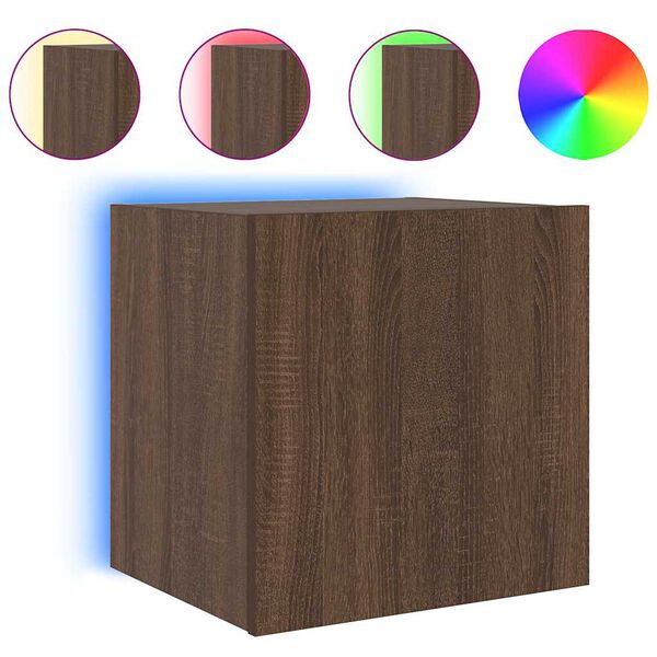 vidaXL TV-Wandschrank mit LED-Leuchten Braun Eichen-Optik 40,5x35x40cm