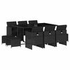 vidaXL 11-tlg. Garten-Essgruppe mit Kissen Schwarz Poly Rattan