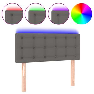 vidaXL LED Kopfteil Grau 90x5x78/88 cm Kunstleder