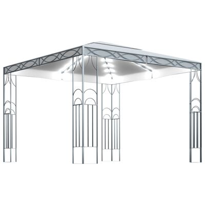 vidaXL Pavillon mit LED-Lichterkette 300x300 cm Cremeweiß