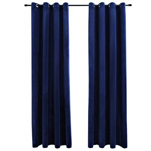 vidaXL Verdunkelungsvorh&auml;nge mit &Ouml;sen 2 Stk. Samt Dunkelblau 140x175cm