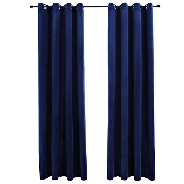 vidaXL Verdunkelungsvorh&auml;nge mit &Ouml;sen 2 Stk. Samt Dunkelblau 140x175cm