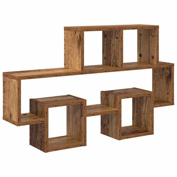 vidaXL Wandregal mit Regal Altholz 82 x 15 x 51 cm Holzwerkstoff