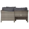 vidaXL 4-tlg. Garten-Lounge-Set mit Kissen Grau Poly Rattan