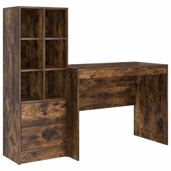 vidaXL Schreibtisch mit Schubladen 2 pcs Ger&auml;ucherte Eiche