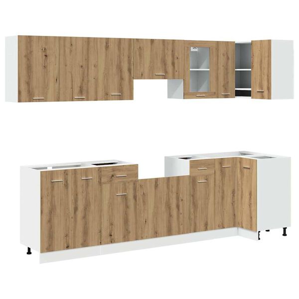 vidaXL 11-tlg. K&uuml;chenschrank-Set Lyon Artisan-Eiche Holzwerkstoff
