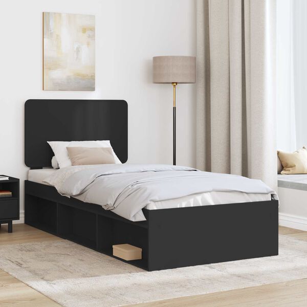 vidaXL Bettrahmen Schwarz 90 x 190 cm Massives Kiefernholz