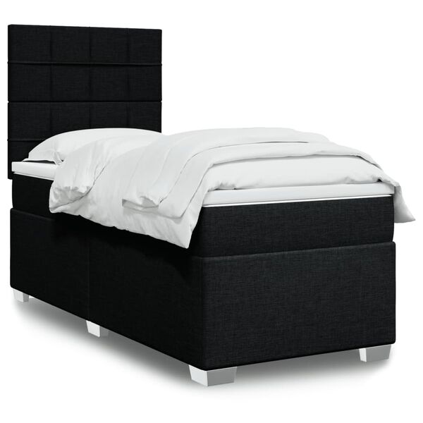 vidaXL Boxspringbett mit Matratze Schwarz 100x200 cm Stoff