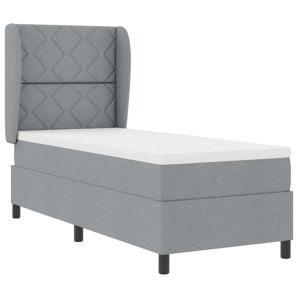 vidaXL Boxspringbett mit Matratze Hellgrau 80 x 200 cm Stoff