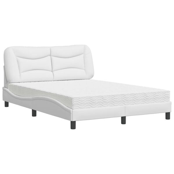 vidaXL Bett mit Matratze "Hvar" Wei&szlig; 120x200 cm Kunstleder