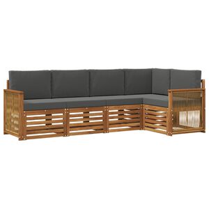 vidaXL Outdoor-Sofagarnitur 4 Stk. Natur und Anthrazit