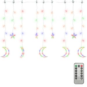 vidaXL Lichterketten Stern und Mond Fernbedienung 138 LED Bunt