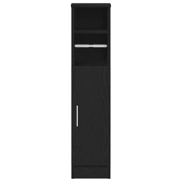 vidaXL Badezimmerschrank mit Rollenhalter Schwarz 20,5x22x90 cm