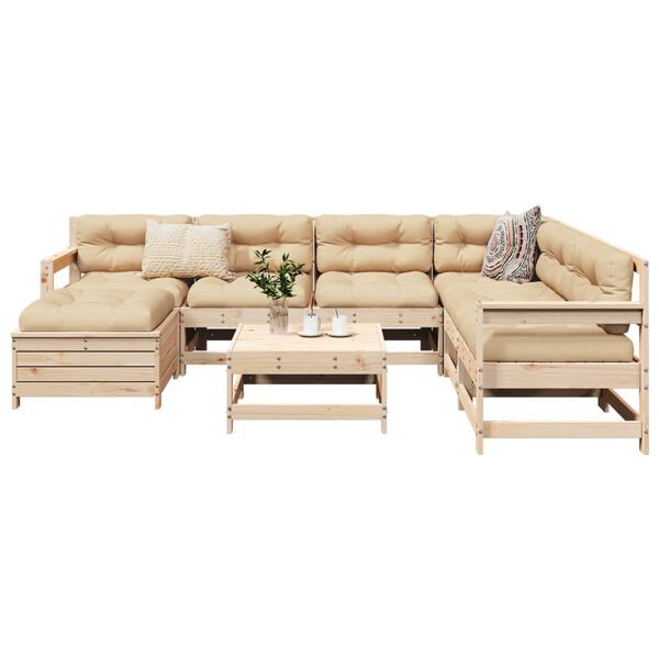 vidaXL 8-tlg. Garten-Sofagarnitur Massivholz Kiefer