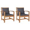 vidaXL Stuhl mit Kissen 2 pcs Braun und Dunkelgrau 65 x 60 x 76,5 cm