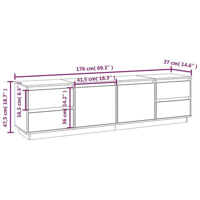 vidaXL TV-Schrank 176x37x47,5 cm Massivholz Kiefer