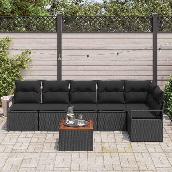 vidaXL Garten-Sofa-Set 7 pcs Schwarz