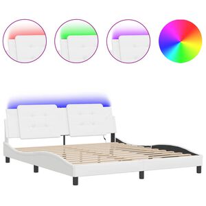 vidaXL Bettgestell mit LED ohne Matratze "Zadar" Schwarz und Wei&szlig; 180x200 cm