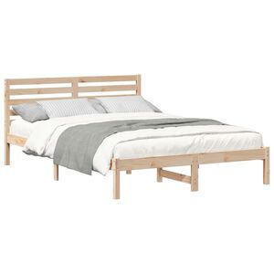 vidaXL Bettrahmen mit Kopfteil Braun 140 x 210 cm Massives Kiefernholz