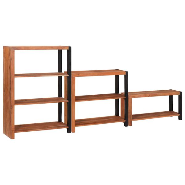 vidaXL B&uuml;cherregal 3 pcs Braun 80 x 30 x 110 cm Massivholz Akazie