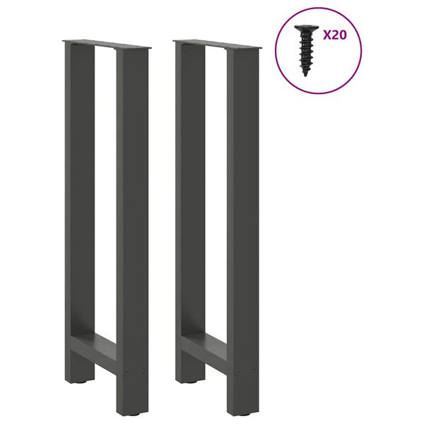 vidaXL Bartischbeine Anthrazit 2 Stk. 40x(100-101) cm Stahl