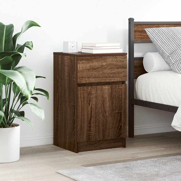 vidaXL Nachttische 2 Stk. Braun Eichen-Optik 39x35x65 cm Holzwerkstoff