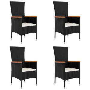 vidaXL Gartenst&uuml;hle mit Kissen 4 Stk. Poly Rattan Schwarz