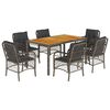 vidaXL 7-tlg. Garten-Essgruppe mit Kissen Grau Poly Rattan
