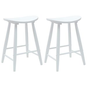 vidaXL Esszimmerst&uuml;hle 2 pcs Wei&szlig; 46 x 37 x 63 cm Massives Gummiholz
