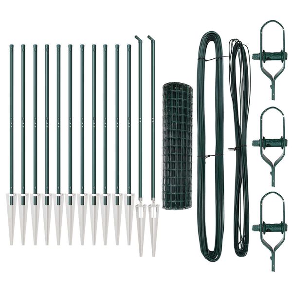 vidaXL Zaun mit Pfosten Gr&uuml;n 1,2 x 25 m Stahl und PVC