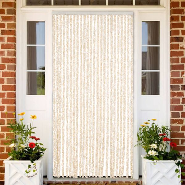 vidaXL Fliegenvorhang Beige und Wei&szlig; 100x200 cm Chenille
