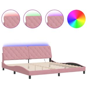 vidaXL Bettgestell mit LED ohne Matratze Rosa 200x200 cm Samt