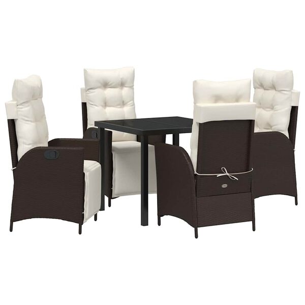 vidaXL Garten Essgruppe mit Kissen 5 pcs Braun Poly-Rattan