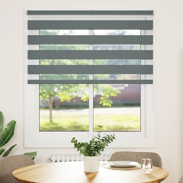 vidaXL Doppelrollo Dunkelgrau 135x150 cm Stoffbreite 130,9 cm Polyester