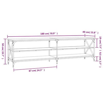 vidaXL TV-Schrank Grau Sonoma 180x40x50 cm Holzwerkstoff