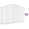 vidaXL Gabionen mit Hochbogen 9 Stk. 200x30x120/140cm Verzinktes Eisen